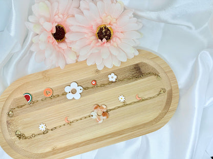 Bracelets pampille fleur avec breloques acier inoxydable